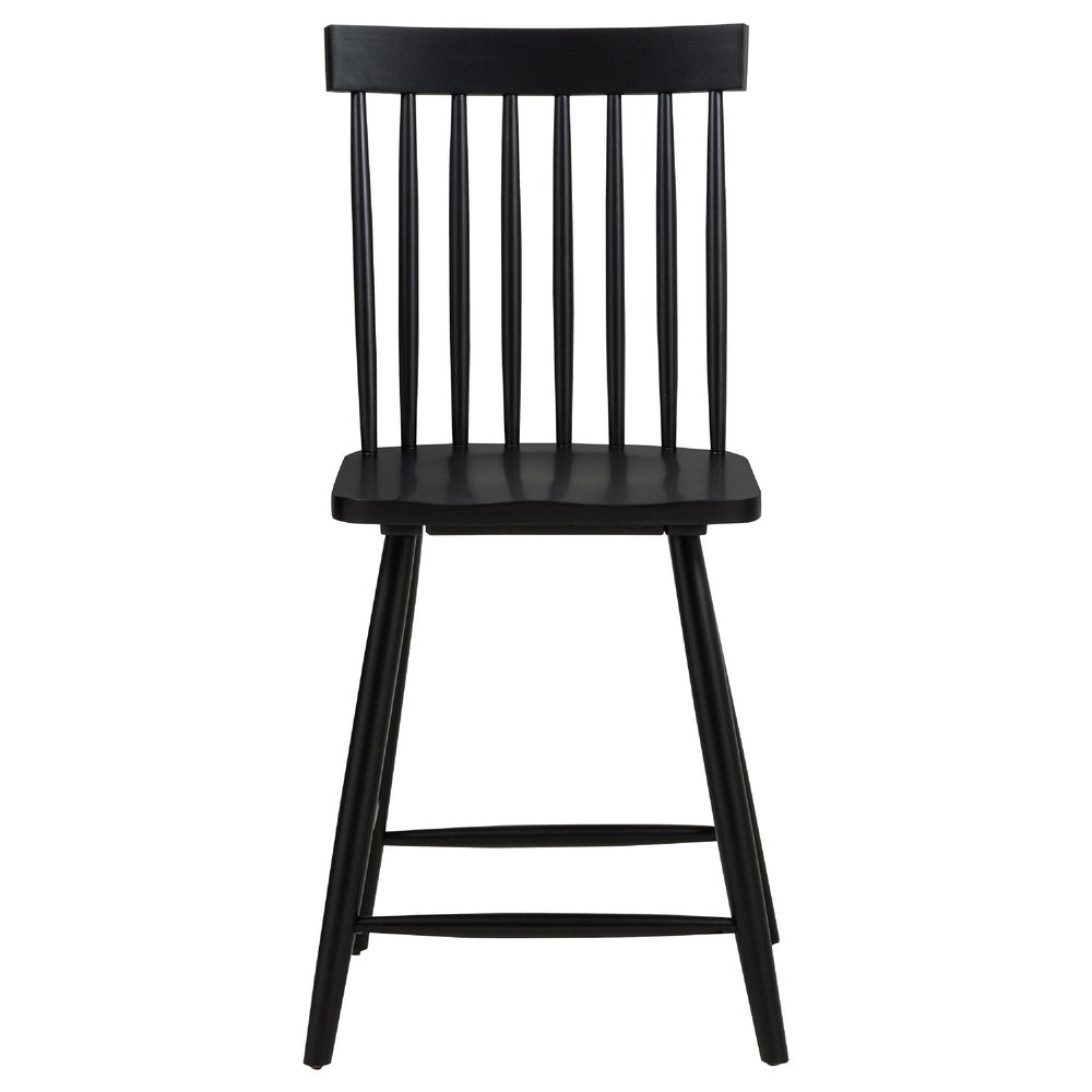 Andy Counter Height Chair Set of 2, Windsor Spindle Back, Black Wood-BM352783