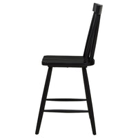 Andy Counter Height Chair Set of 2, Windsor Spindle Back, Black Wood-BM352783