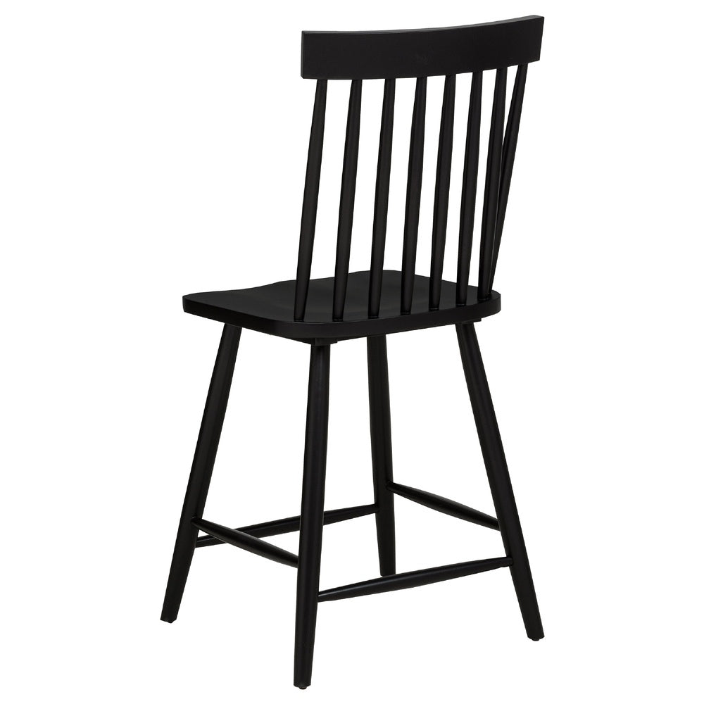 Andy Counter Height Chair Set of 2, Windsor Spindle Back, Black Wood-BM352783