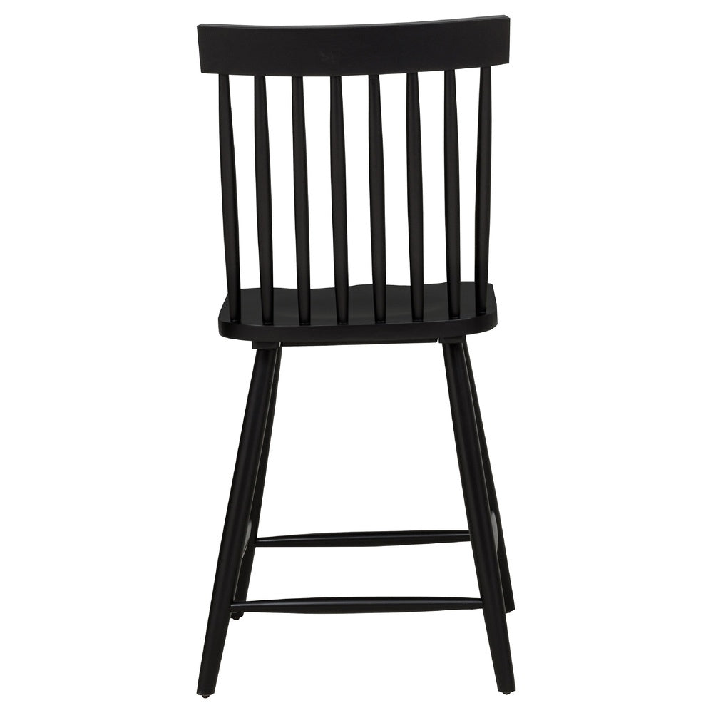 Andy Counter Height Chair Set of 2, Windsor Spindle Back, Black Wood-BM352783