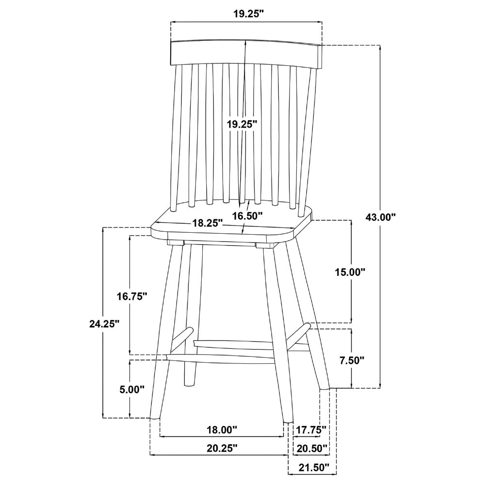Andy Counter Height Chair Set of 2, Windsor Spindle Back, Black Wood-BM352783