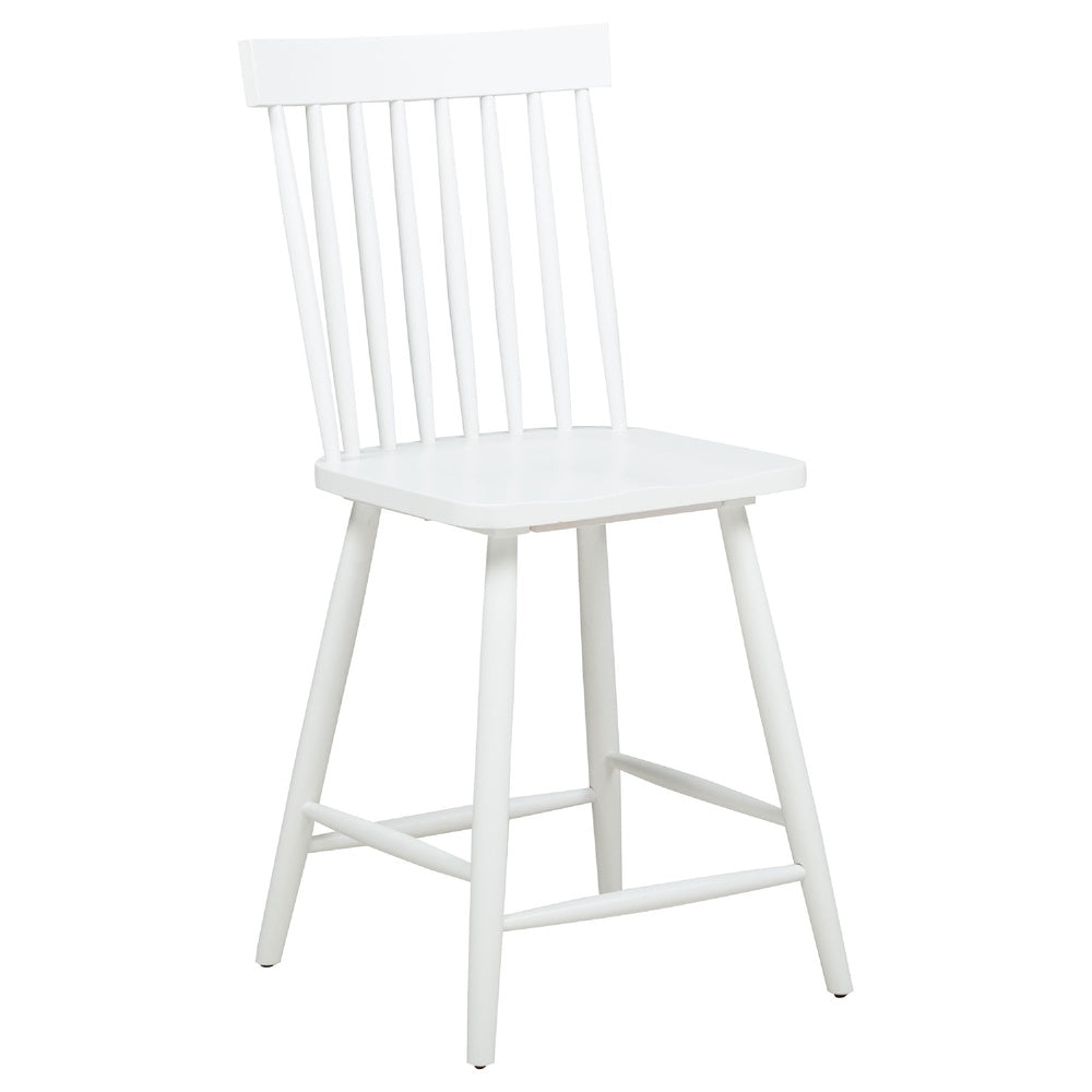 Andy Counter Height Chair Set of 2, Windsor Spindle Back, White Wood-BM352784
