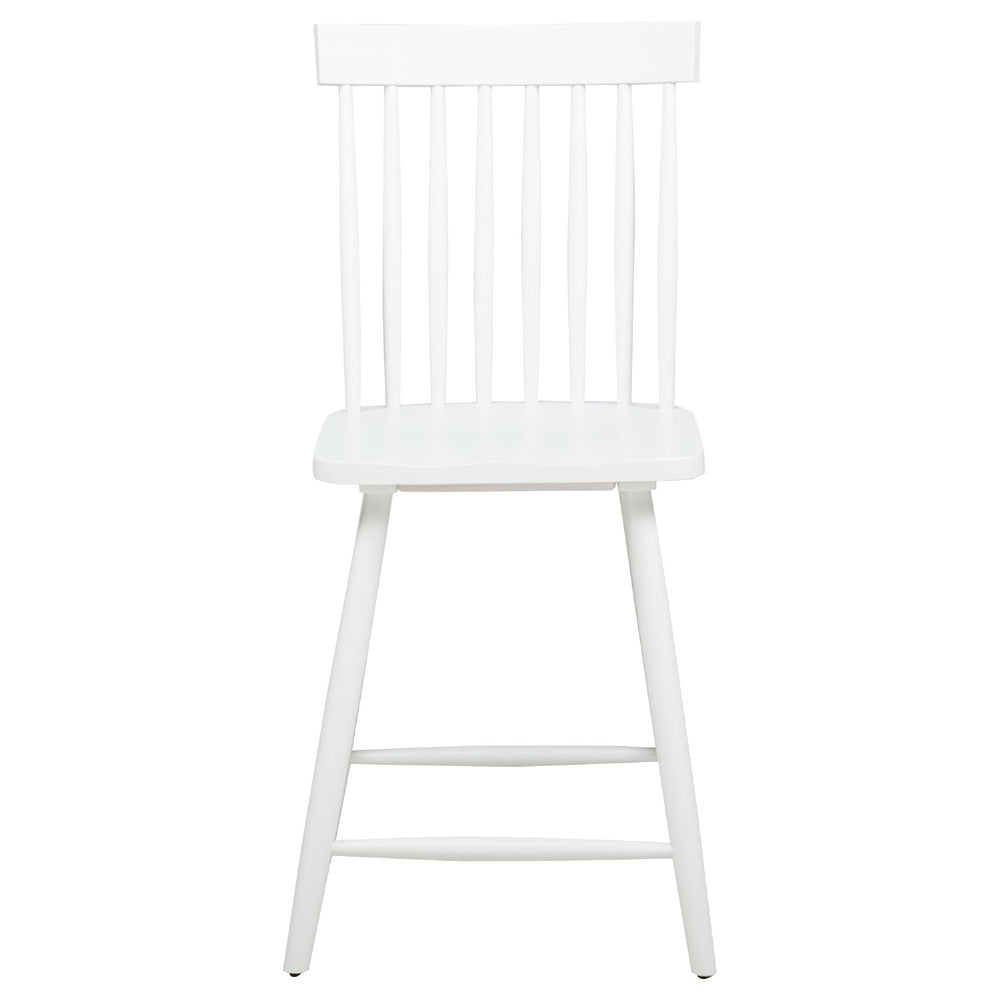 Andy Counter Height Chair Set of 2, Windsor Spindle Back, White Wood-BM352784
