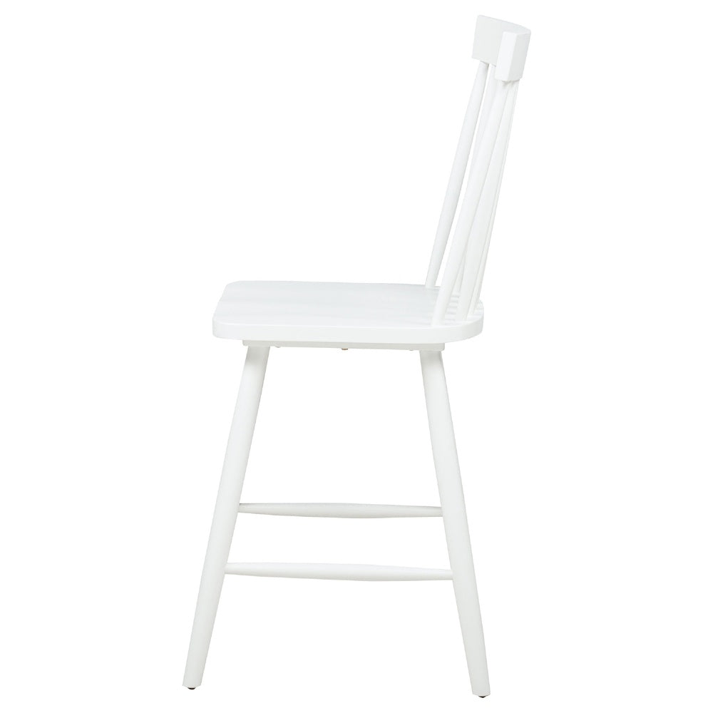 Andy Counter Height Chair Set of 2, Windsor Spindle Back, White Wood-BM352784