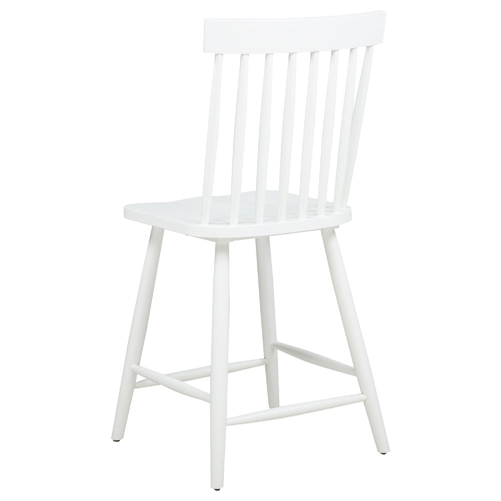Andy Counter Height Chair Set of 2, Windsor Spindle Back, White Wood-BM352784