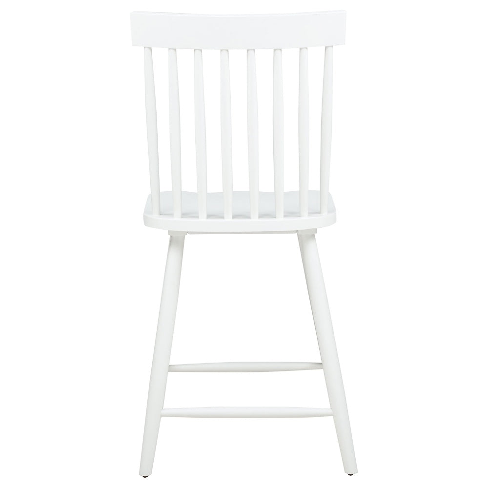 Andy Counter Height Chair Set of 2, Windsor Spindle Back, White Wood-BM352784