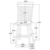 Andy Counter Height Chair Set of 2, Windsor Spindle Back, White Wood-BM352784