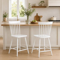 Andy Counter Height Chair Set of 2, Windsor Spindle Back, White Wood-BM352784