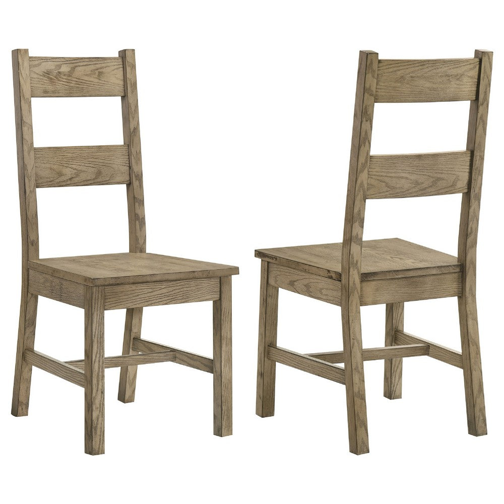 Dova Dining Side Chair Set of 2, Ladder Back, Vineyard Oak Brown Wood