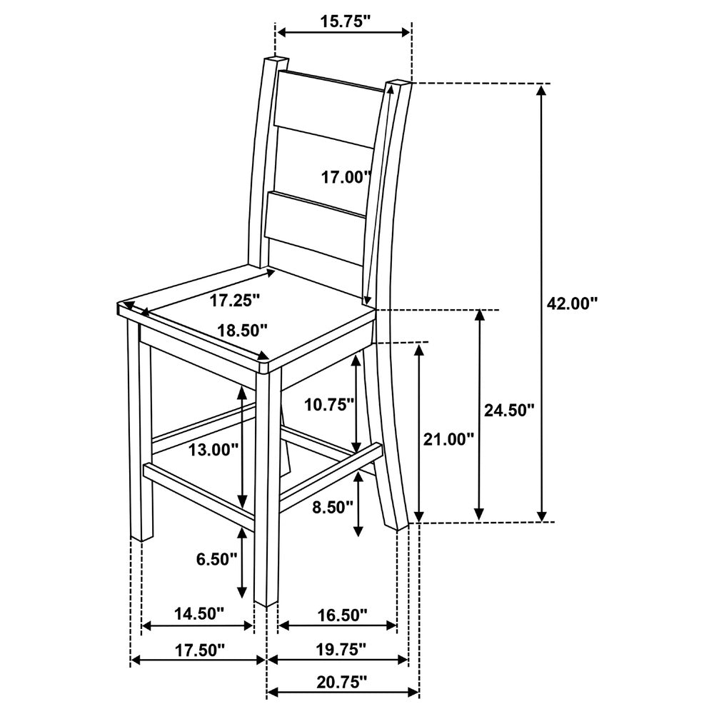 Dova Counter Height Chair Set of 2, Ladder Back, Vineyard Oak Brown-BM352792