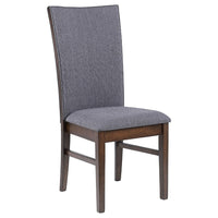Sher Side Dining Chair Set of 2, Foam Fill Gray Fabric Seat, Brown Wood