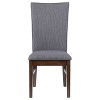 Sher Side Dining Chair Set of 2, Foam Fill Gray Fabric Seat, Brown Wood