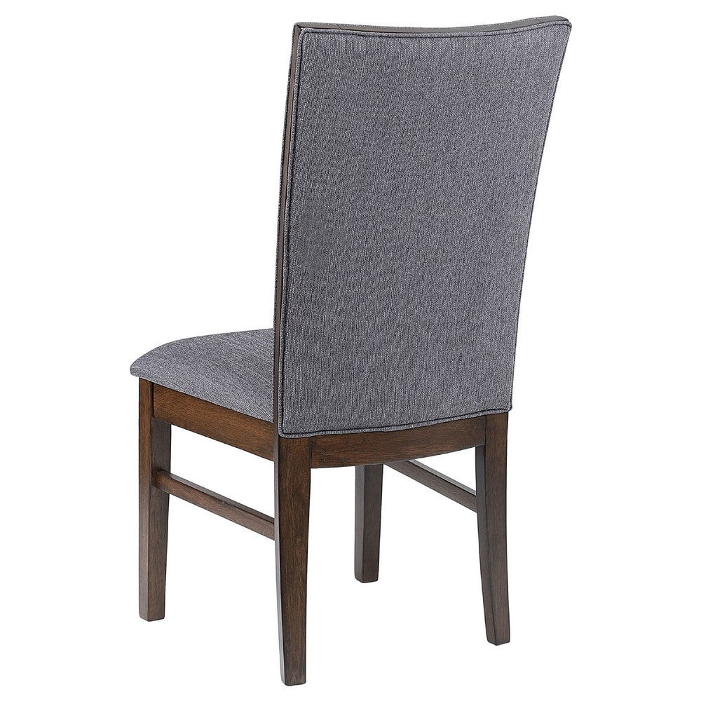 Sher Side Dining Chair Set of 2, Foam Fill Gray Fabric Seat, Brown Wood