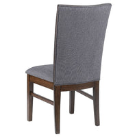 Sher Side Dining Chair Set of 2, Foam Fill Gray Fabric Seat, Brown Wood