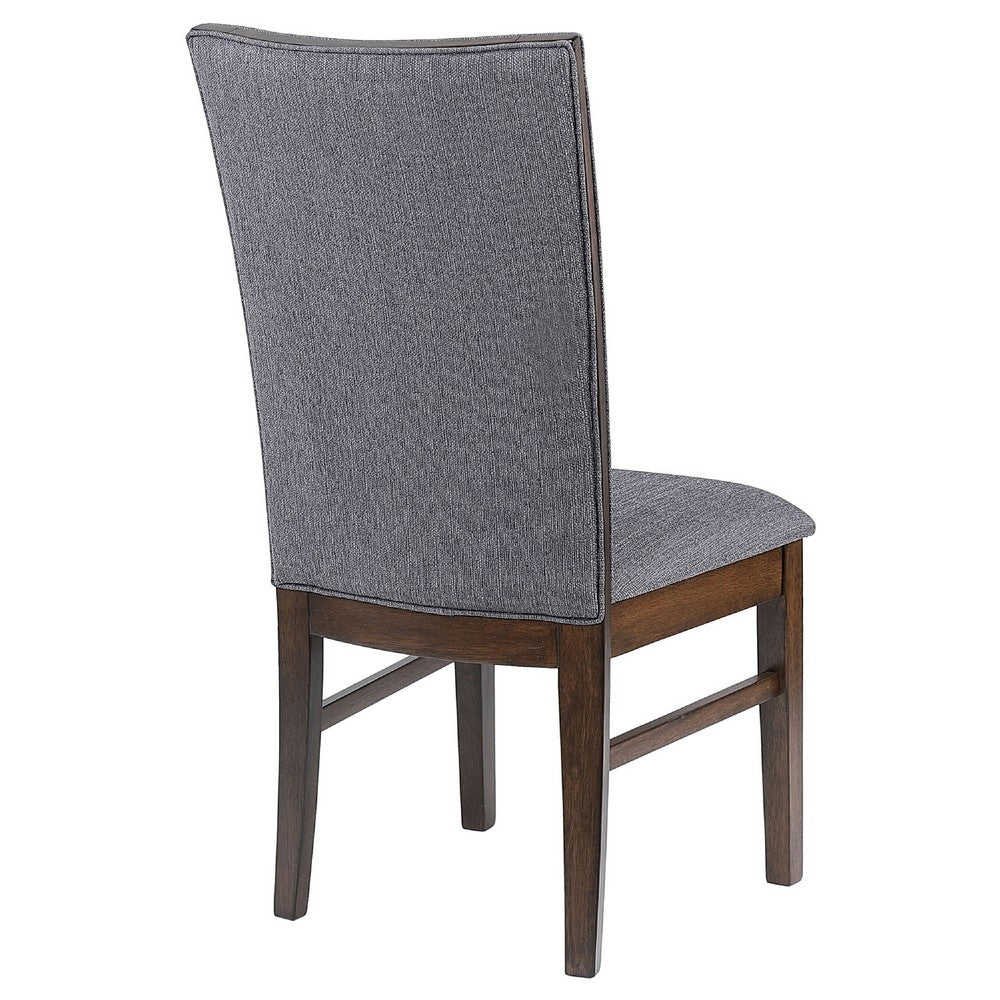 Sher Side Dining Chair Set of 2, Foam Fill Gray Fabric Seat, Brown Wood