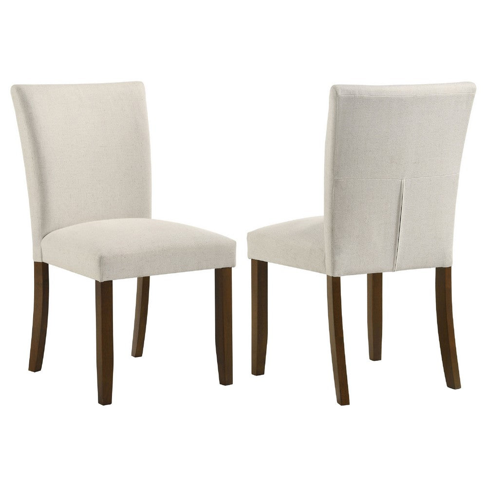 Cana Dining Side Chair Set of 2, Beige Upholstered Parsons Style, Hardwood Frame