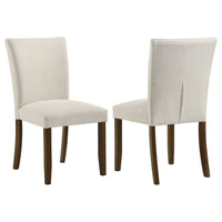 Cana Dining Side Chair Set of 2, Beige Upholstered Parsons Style, Hardwood Frame
