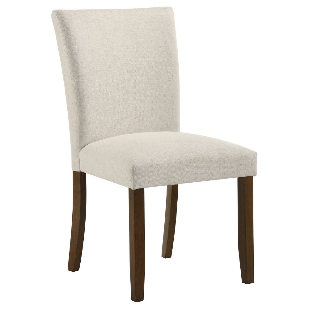 Cana Dining Side Chair Set of 2, Beige Upholstered Parsons Style, Hardwood Frame
