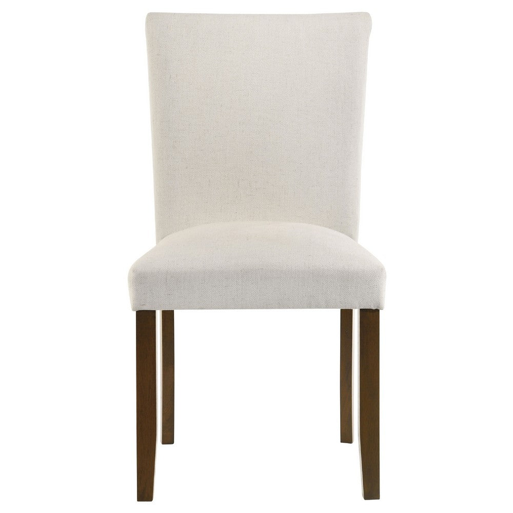 Cana Dining Side Chair Set of 2, Beige Upholstered Parsons Style, Hardwood Frame
