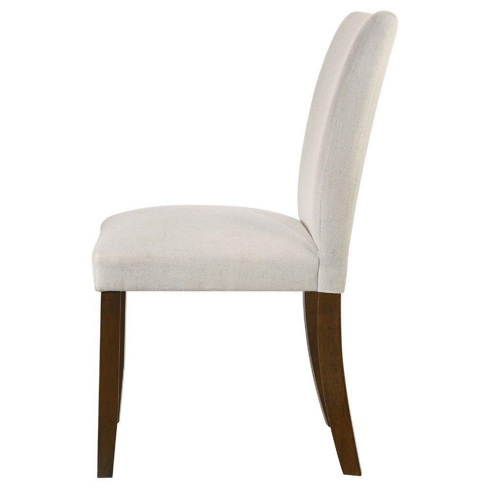 Cana Dining Side Chair Set of 2, Beige Upholstered Parsons Style, Hardwood Frame