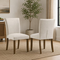 Cana Dining Side Chair Set of 2, Beige Upholstered Parsons Style, Hardwood Frame