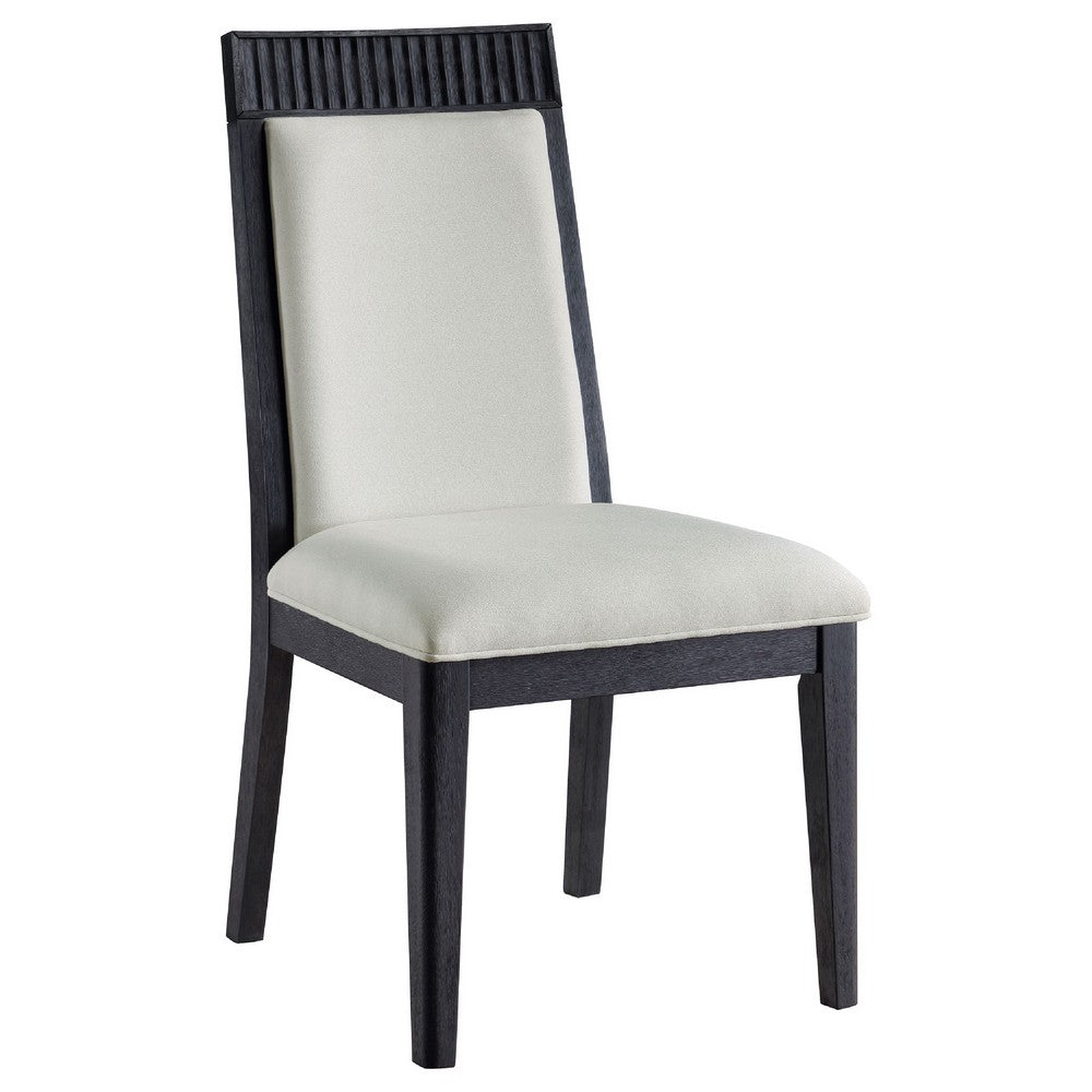Jack Dining Side Chair Set of 2, Ivory Cushions, Black Ribbed Frame