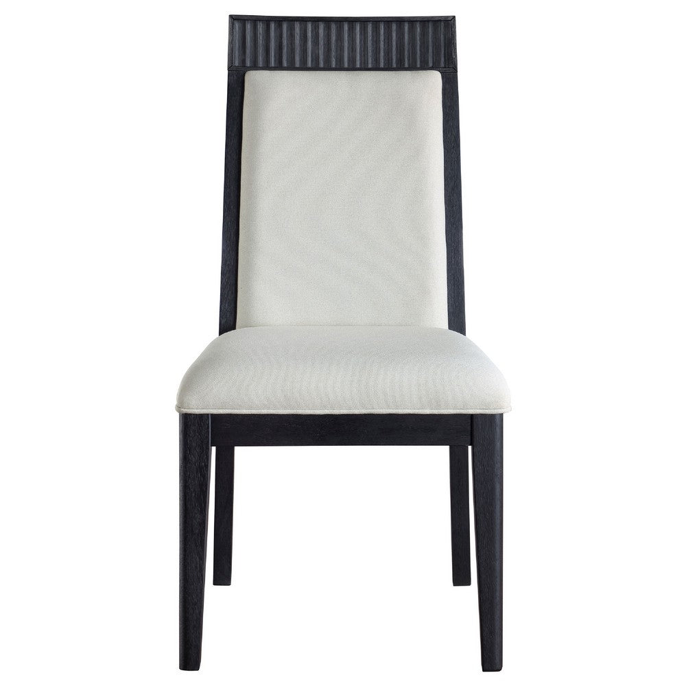Jack Dining Side Chair Set of 2, Ivory Cushions, Black Ribbed Frame