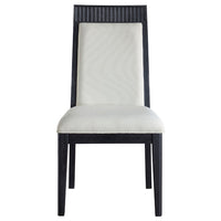 Jack Dining Side Chair Set of 2, Ivory Cushions, Black Ribbed Frame