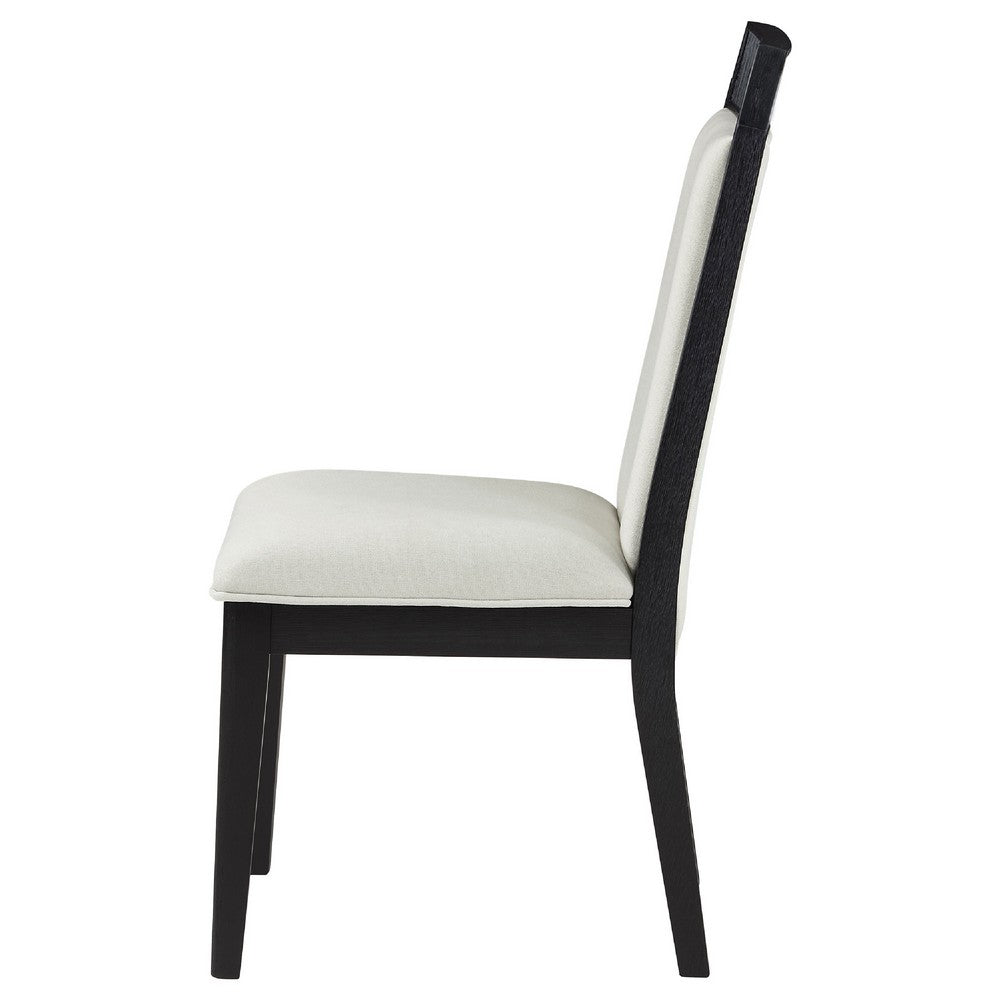 Jack Dining Side Chair Set of 2, Ivory Cushions, Black Ribbed Frame