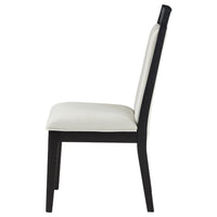 Jack Dining Side Chair Set of 2, Ivory Cushions, Black Ribbed Frame