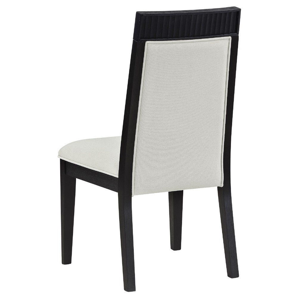 Jack Dining Side Chair Set of 2, Ivory Cushions, Black Ribbed Frame