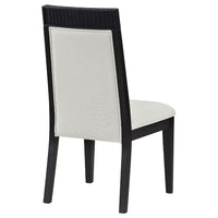 Jack Dining Side Chair Set of 2, Ivory Cushions, Black Ribbed Frame