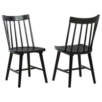 Pyra Dining Side Chair Set of 2, Windsor Style Slatted Back, Black