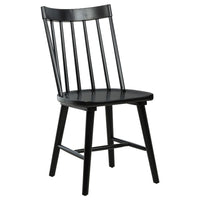 Pyra Dining Side Chair Set of 2, Windsor Style Slatted Back, Black