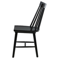 Pyra Dining Side Chair Set of 2, Windsor Style Slatted Back, Black