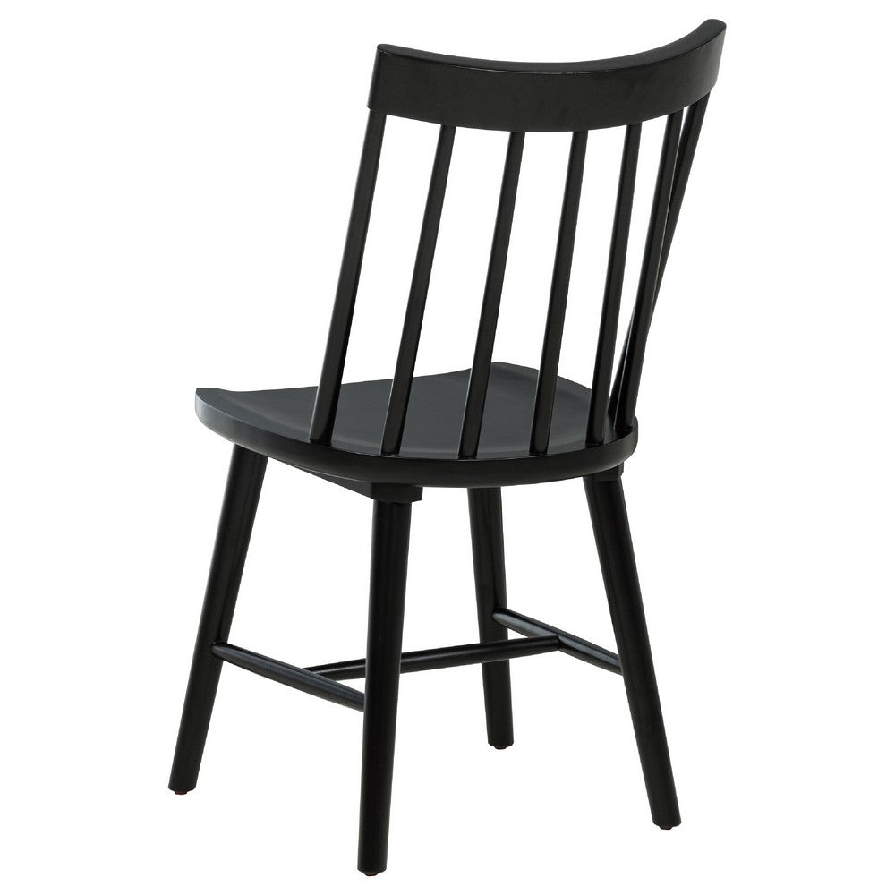 Pyra Dining Side Chair Set of 2, Windsor Style Slatted Back, Black