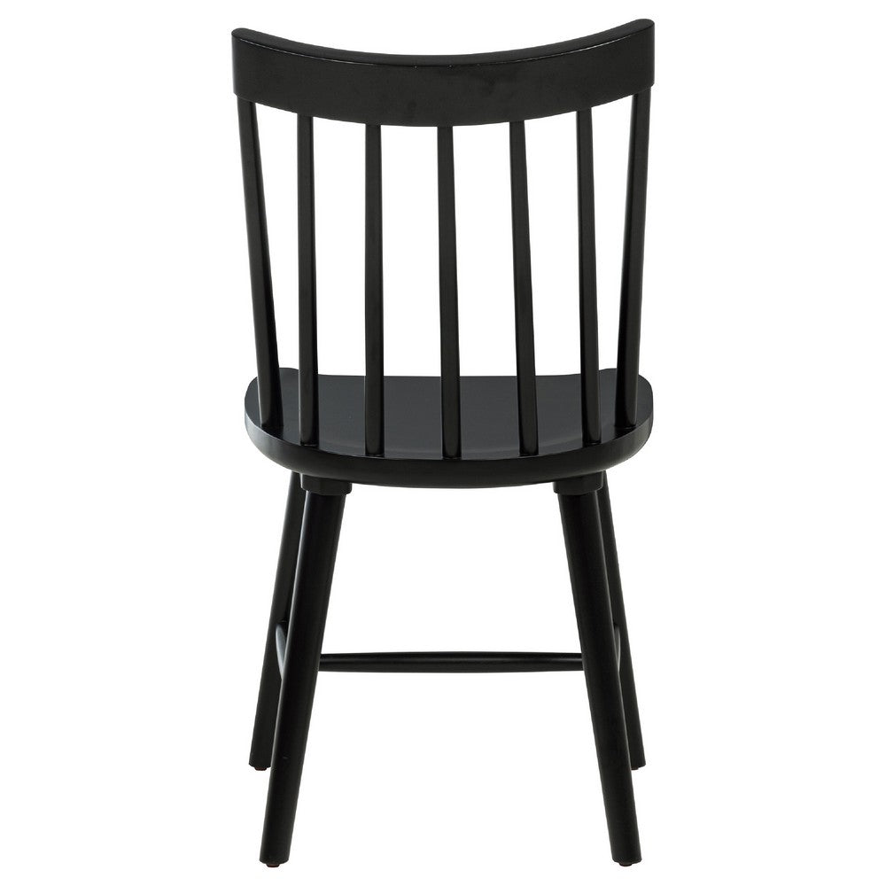 Pyra Dining Side Chair Set of 2, Windsor Style Slatted Back, Black