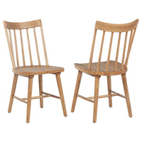 Pyra Dining Side Chair Set of 2, Windsor Style Slatted Back, Brown