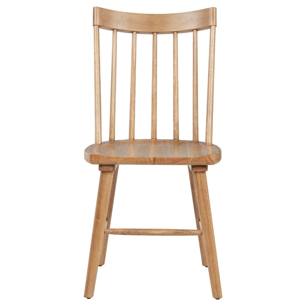 Pyra Dining Side Chair Set of 2, Windsor Style Slatted Back, Brown