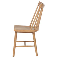 Pyra Dining Side Chair Set of 2, Windsor Style Slatted Back, Brown