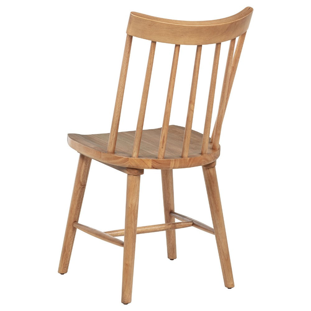 Pyra Dining Side Chair Set of 2, Windsor Style Slatted Back, Brown