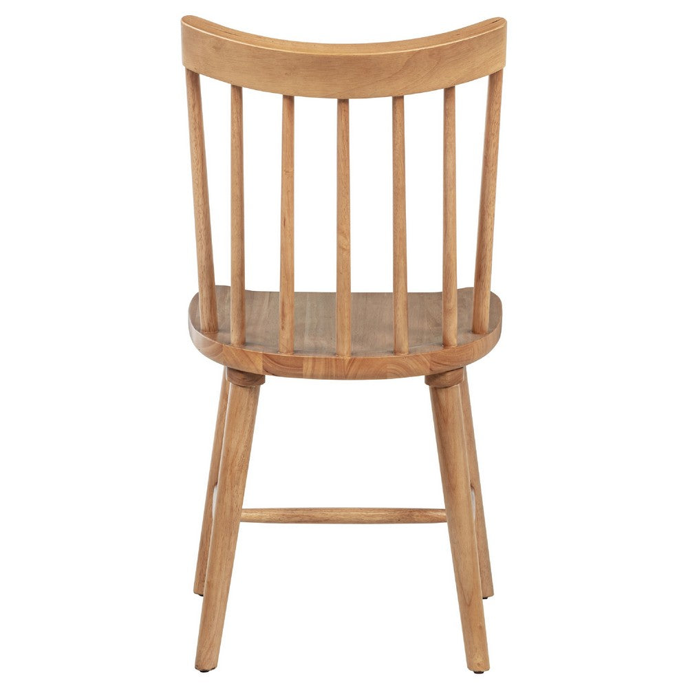 Pyra Dining Side Chair Set of 2, Windsor Style Slatted Back, Brown