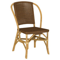 Jena Dining Side Chair Set of 2, Rattan Woven, Curved Back, Brown