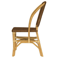 Jena Dining Side Chair Set of 2, Rattan Woven, Curved Back, Brown