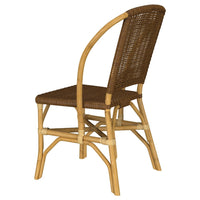 Jena Dining Side Chair Set of 2, Rattan Woven, Curved Back, Brown