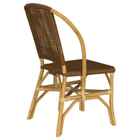 Jena Dining Side Chair Set of 2, Rattan Woven, Curved Back, Brown