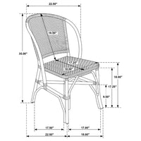 Jena Dining Side Chair Set of 2, Rattan Woven, Curved Back, Brown