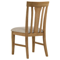 Kema Dining Side Chair Set of 2, Slatted Back, Padded Tan Seat, Brown
