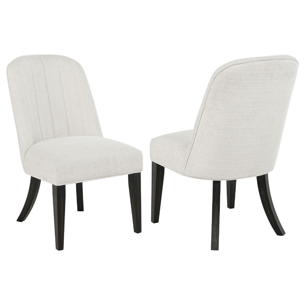 Lina Dining Side Chair Set of 2, Cream Upholstery, Brunished Black