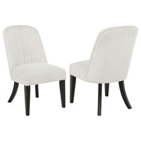 Lina Dining Side Chair Set of 2, Cream Upholstery, Brunished Black